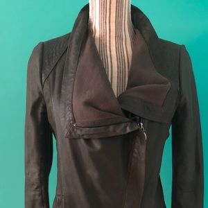 Draped leather jacket